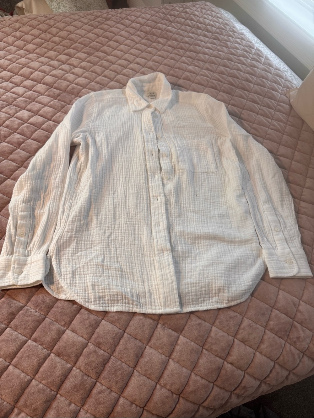 J. Crew White Cotton Gauze Button-Down Shirt